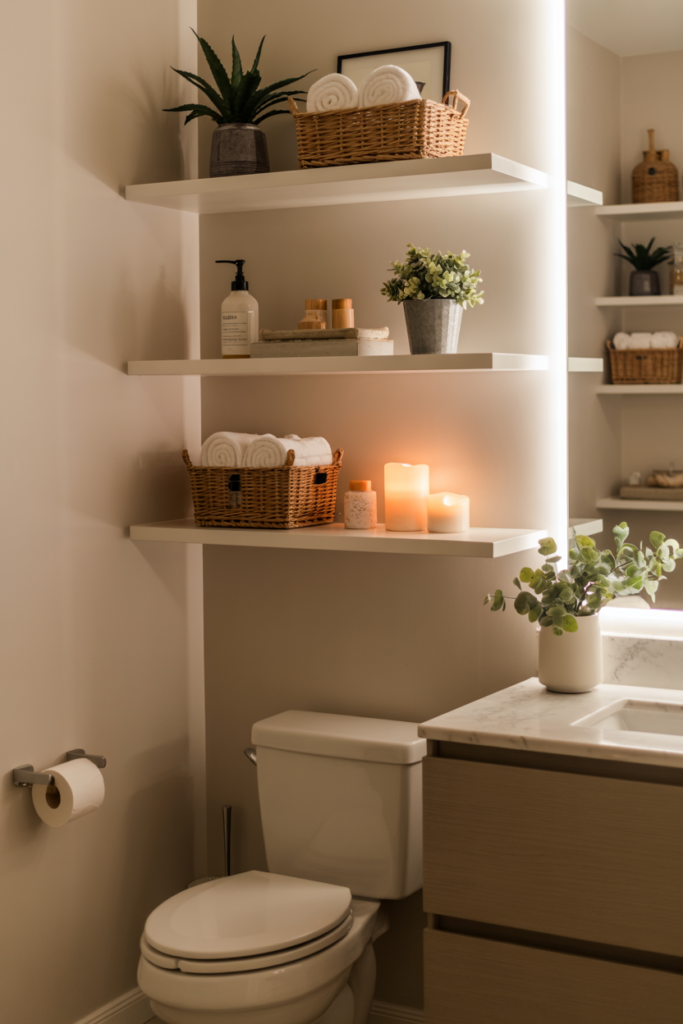 1. Floating Shelves for a Clean, Modern Look