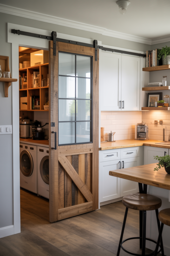13. Sliding Barn Doors with Modern Twist