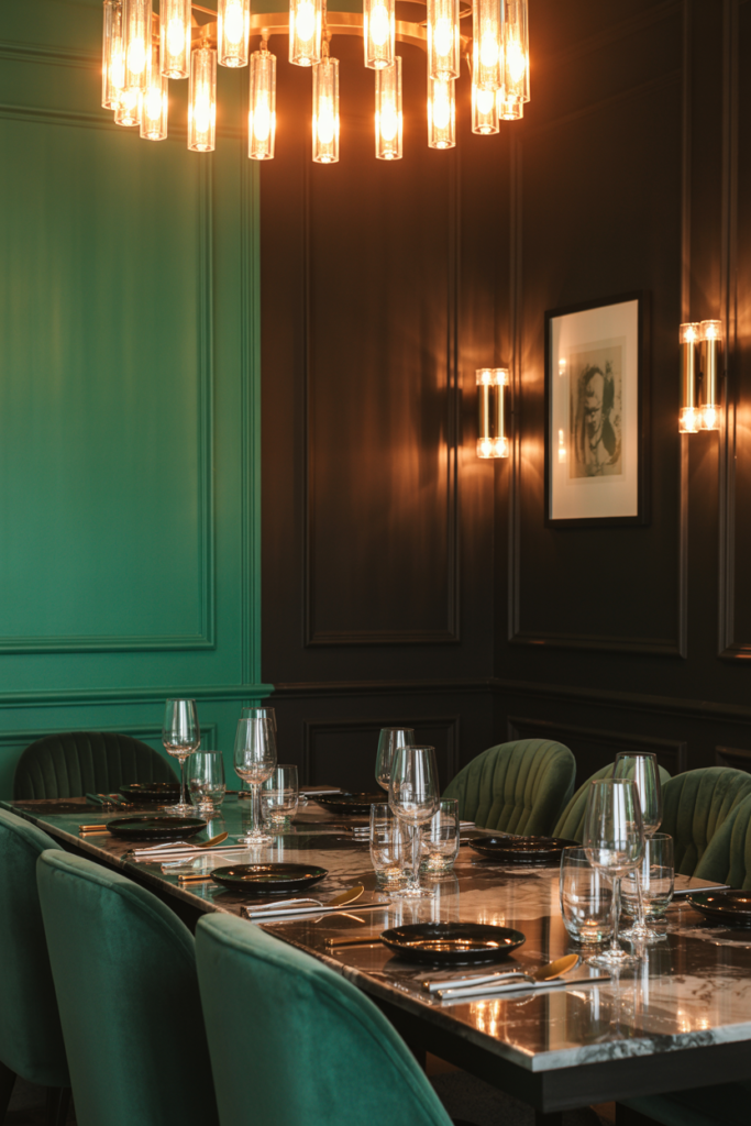 2 Bold Deep Hues for Dramatic Dining Rooms