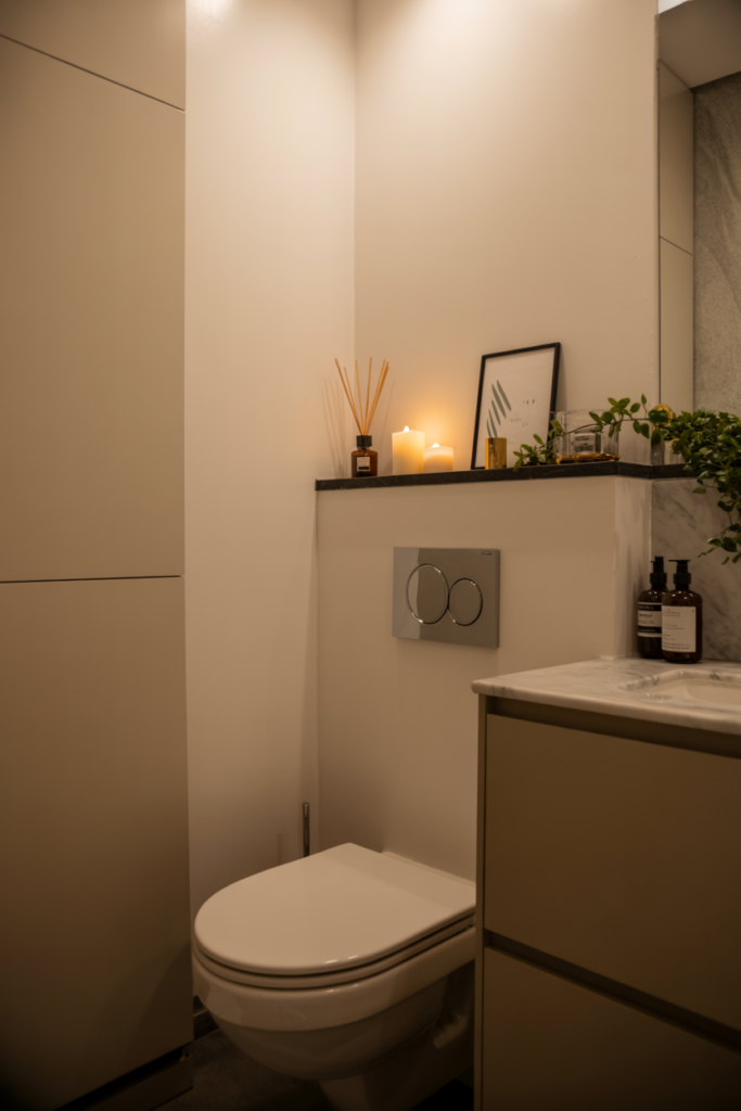 7. Floating Ledge for Small Bathrooms