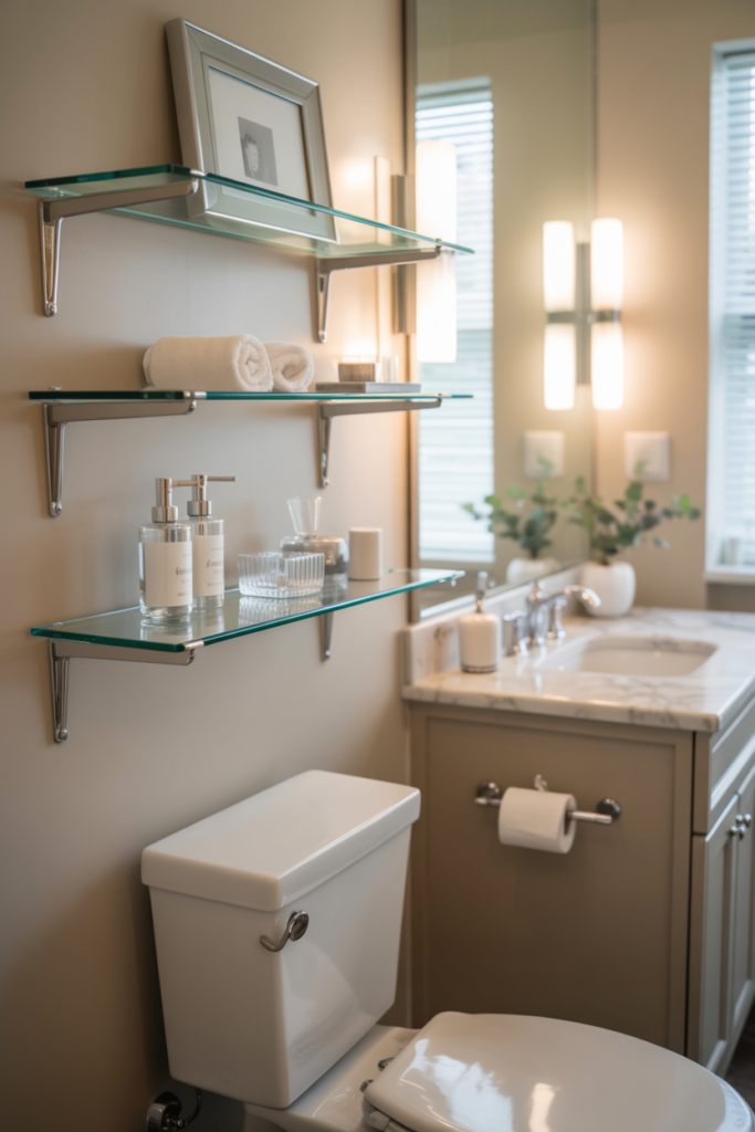 9. Glass Shelving for a Light, Airy Feel