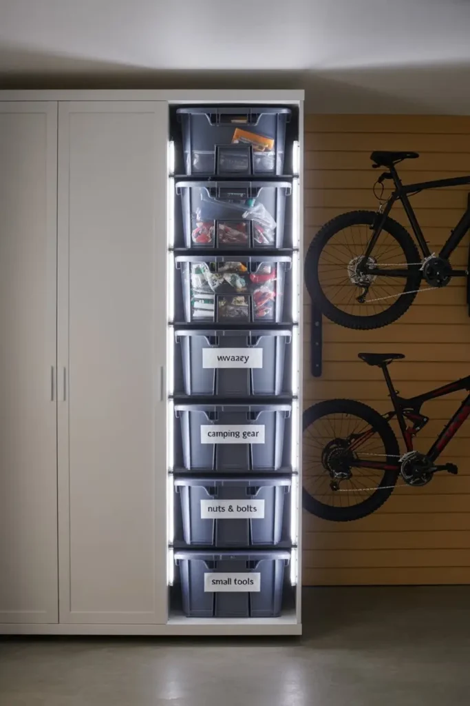 Closet Systems with Sliding Bins