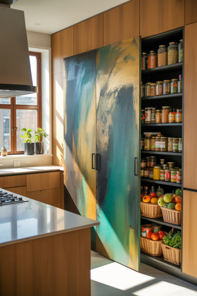 Hidden Pantry Behind Artwork or Paneling