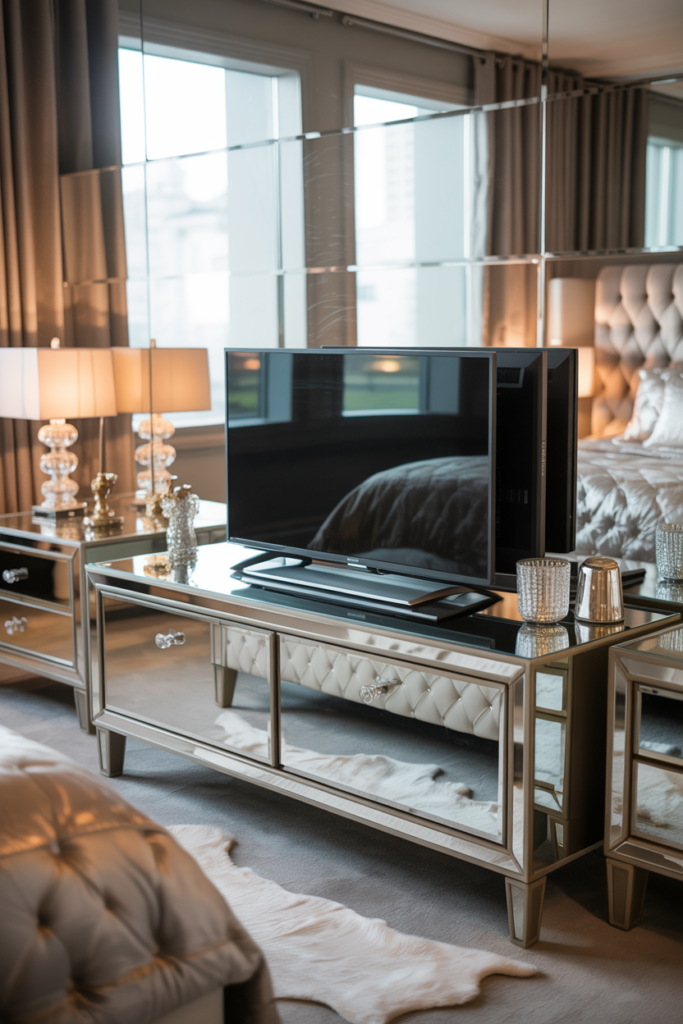 Mirrored TV Stands to Reflect Light