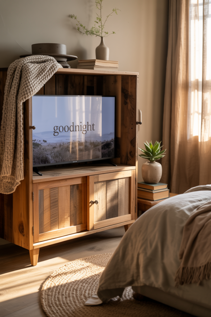 Rustic Wooden Cabinets for Warmth