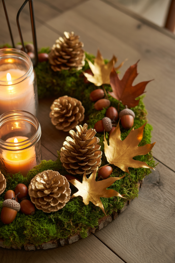 14. Autumn Harvest with Pinecones and Acorns