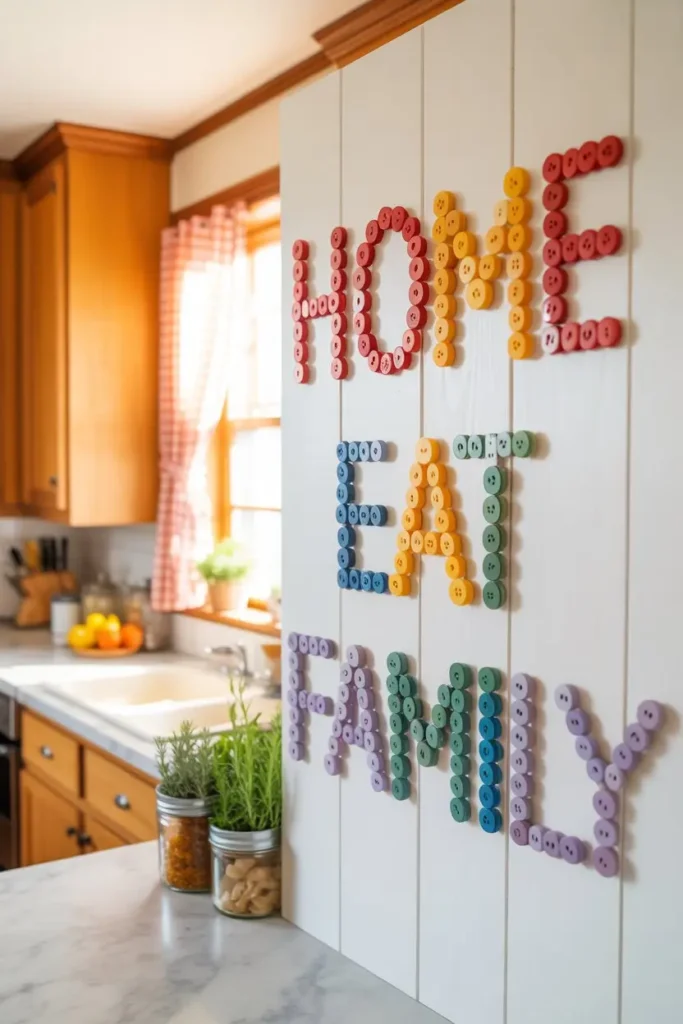 14. Button Word Art for Kitchens