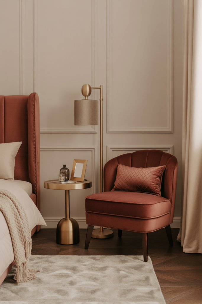 14. Cozy Reading Corners in Burgundy and Gold