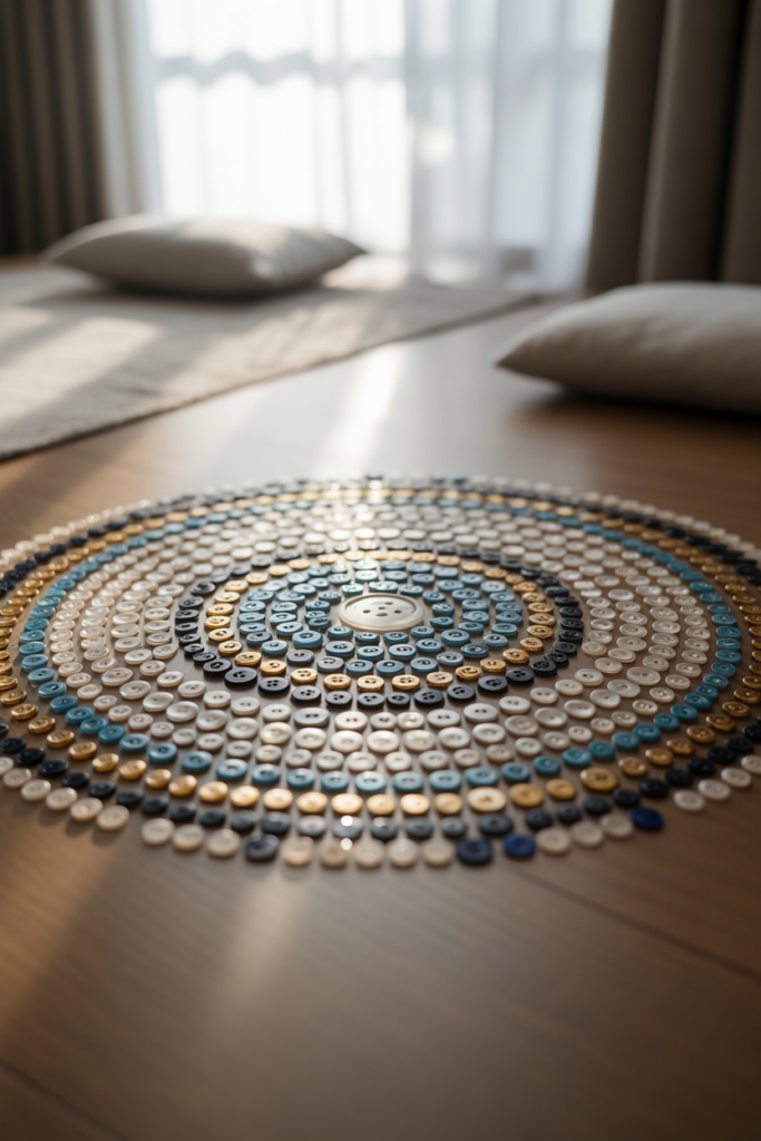 15. Button Mandala Art for Meditation Rooms