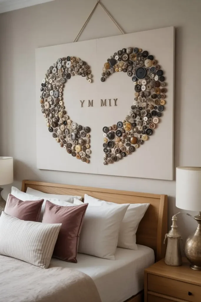 2. Button Collage Canvas for the Bedroom