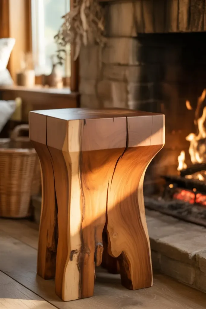 2. Rustic Wooden Pedestal Warmth