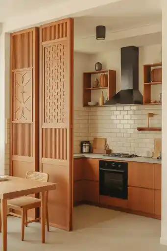 3. Wooden Screens for a Warm Atmosphere