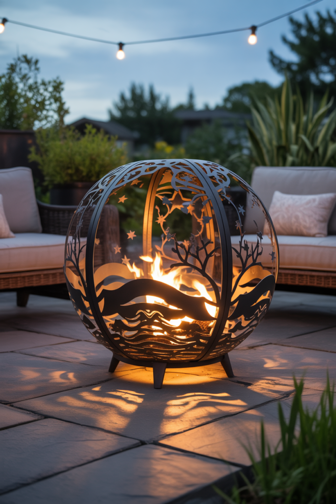 4. Globe-Shaped Fire Basket