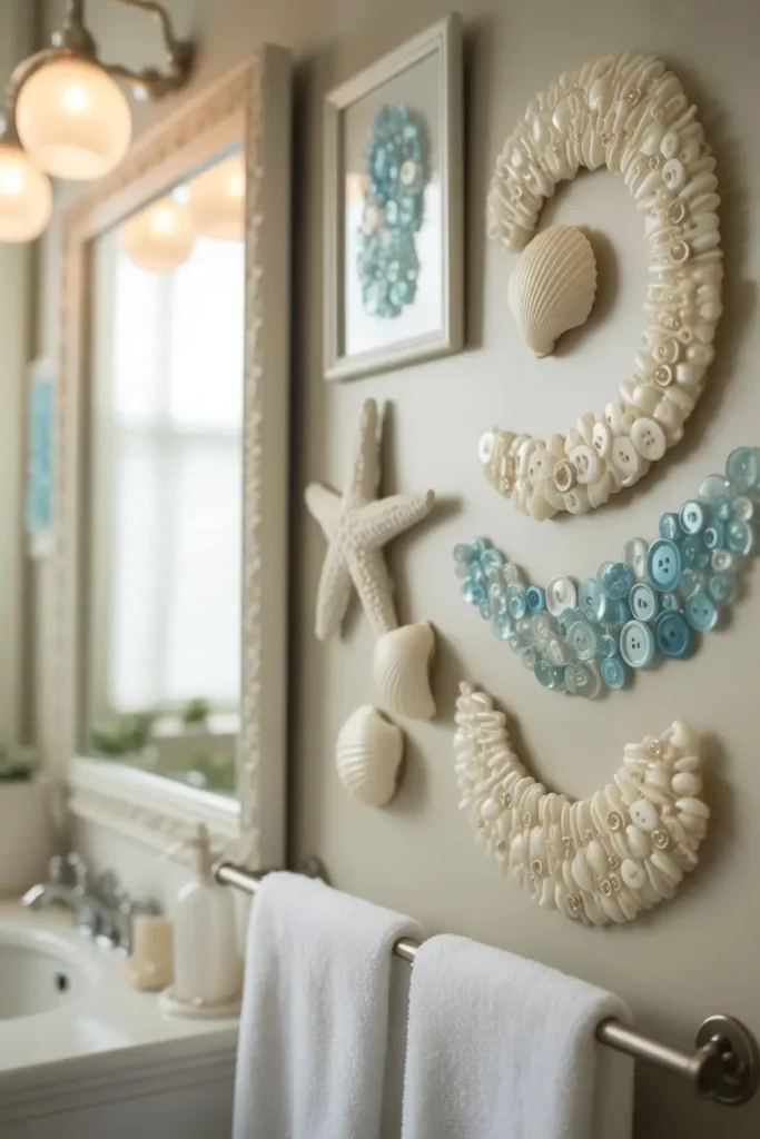 5. Coastal-Inspired Button Seashells for Bathrooms
