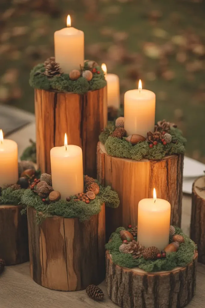5. Wood Slice Candle Platforms