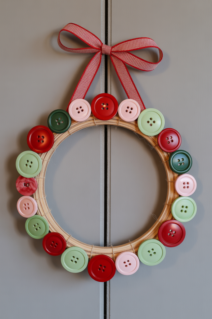 7. Festive Button Wreaths for Seasonal Decor