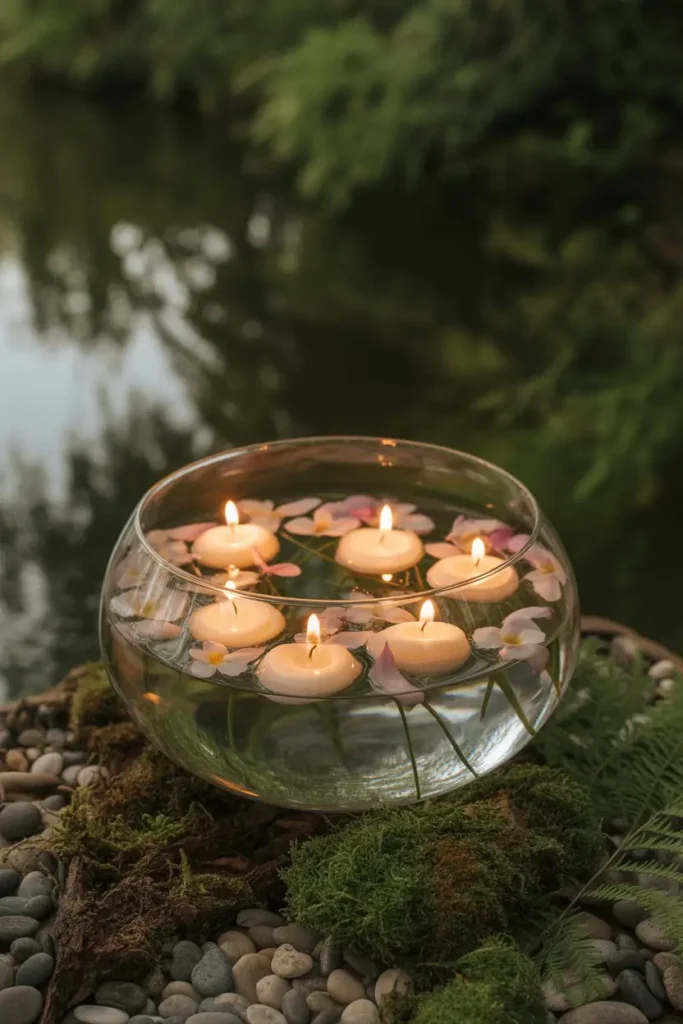 7. Woodland Pool with Floating Candles