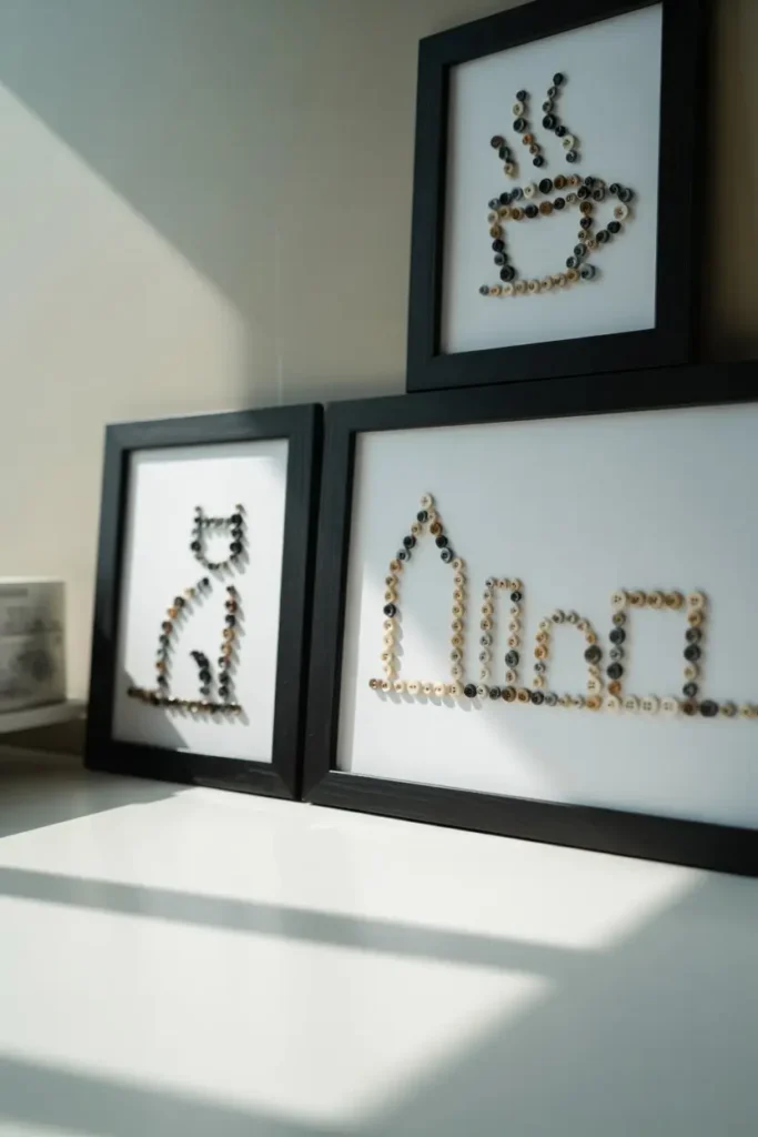 9. Button Silhouette Art for Studies and Offices