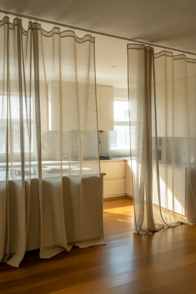 9. Curtain Dividers for a Soft Touch