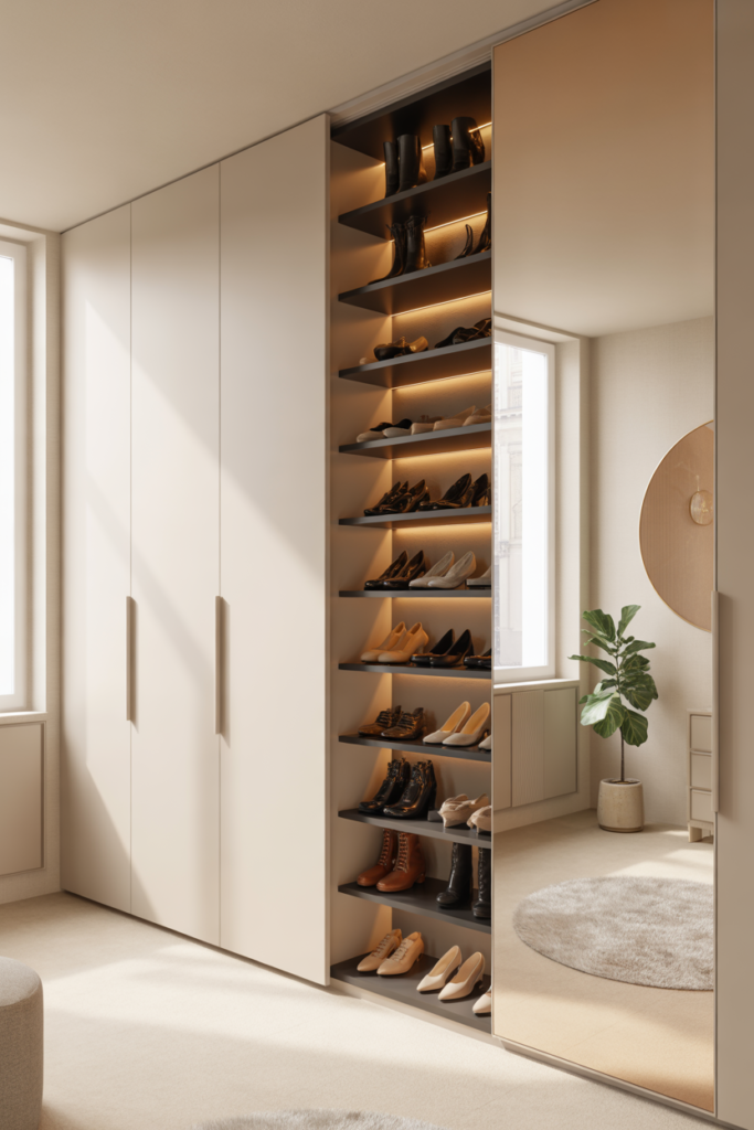 1. Built-In Shoe Closet for Seamless Design