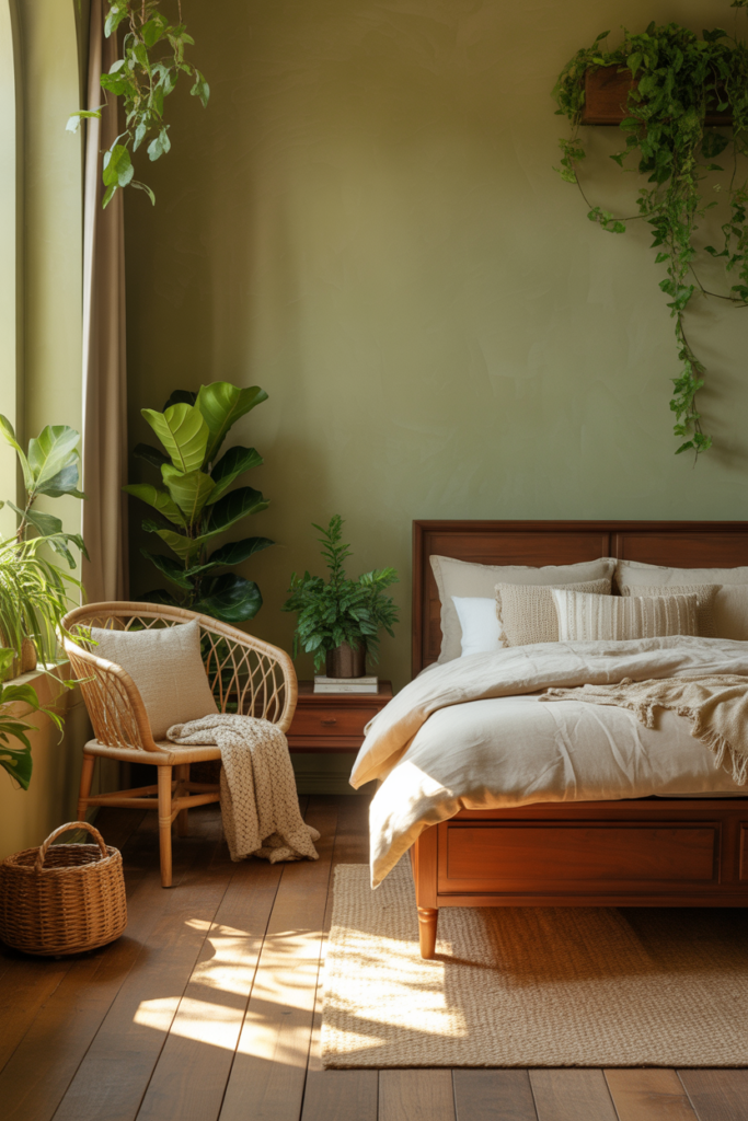 1. Earthy Forest Escape Bedroom