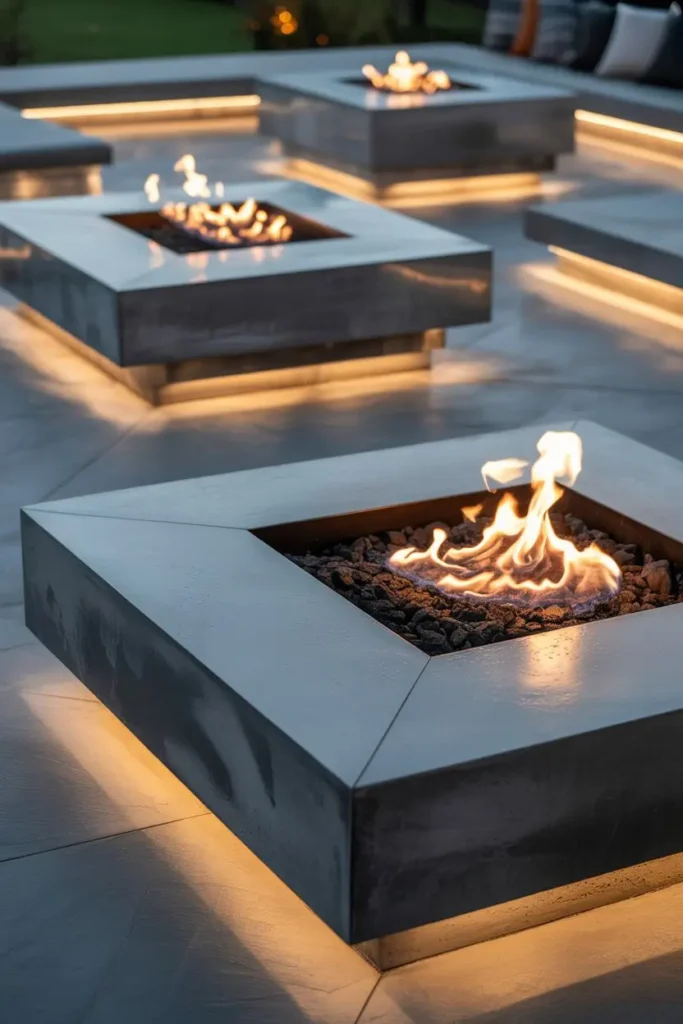 1. Modern Concrete Fire Pits for Sleek Backyards