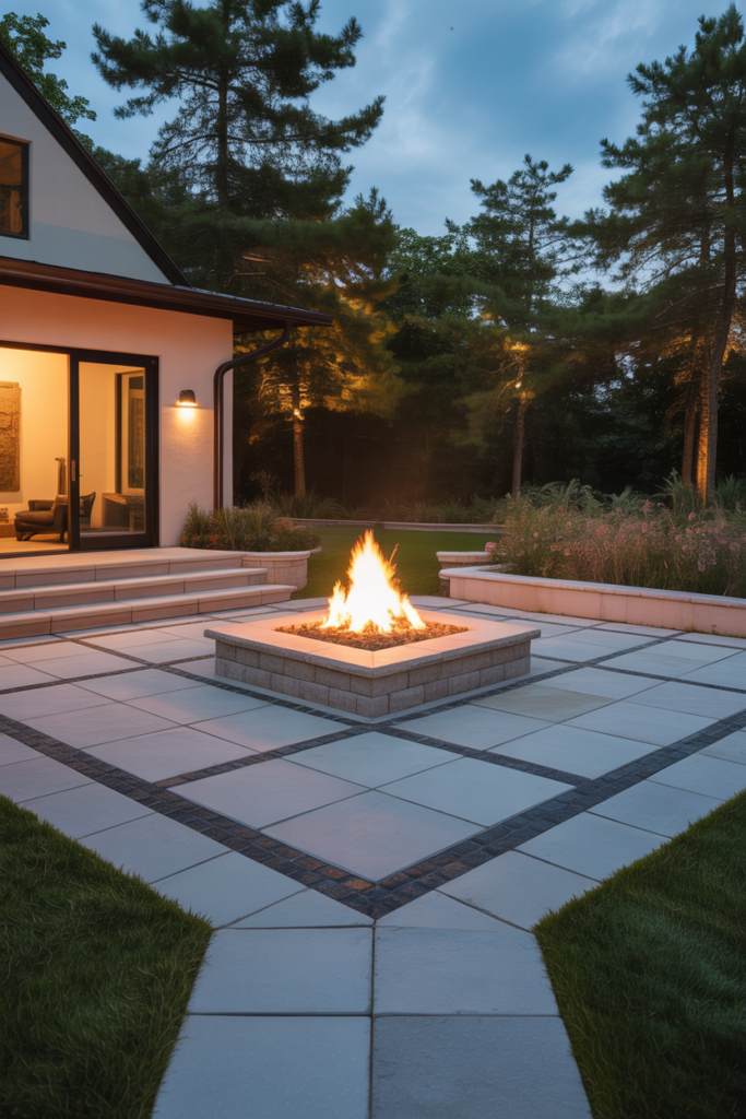 10. A Square Patio With Paver Patterns That Guide the Eye