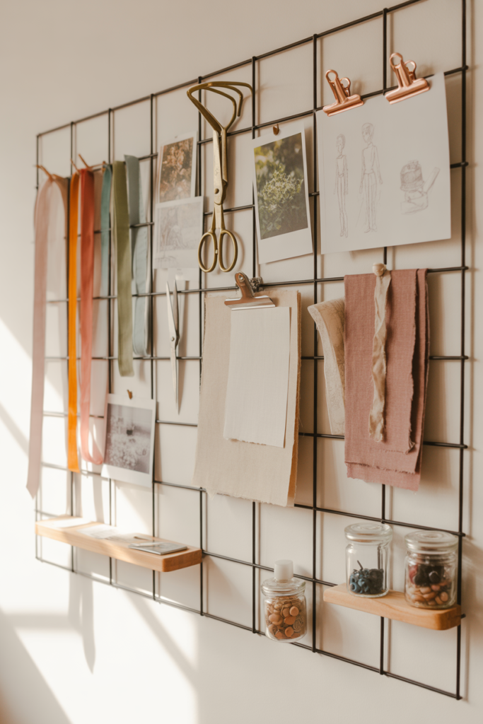 10. A Wall Grid for Lightweight Items and Inspiration Notes