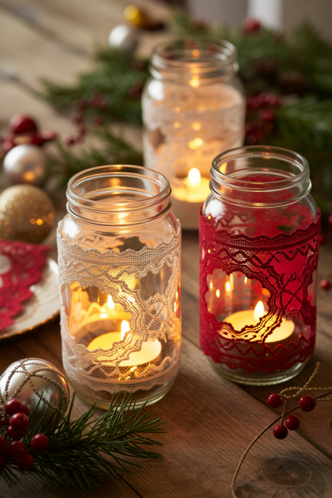 10. Lace Jar Lanterns