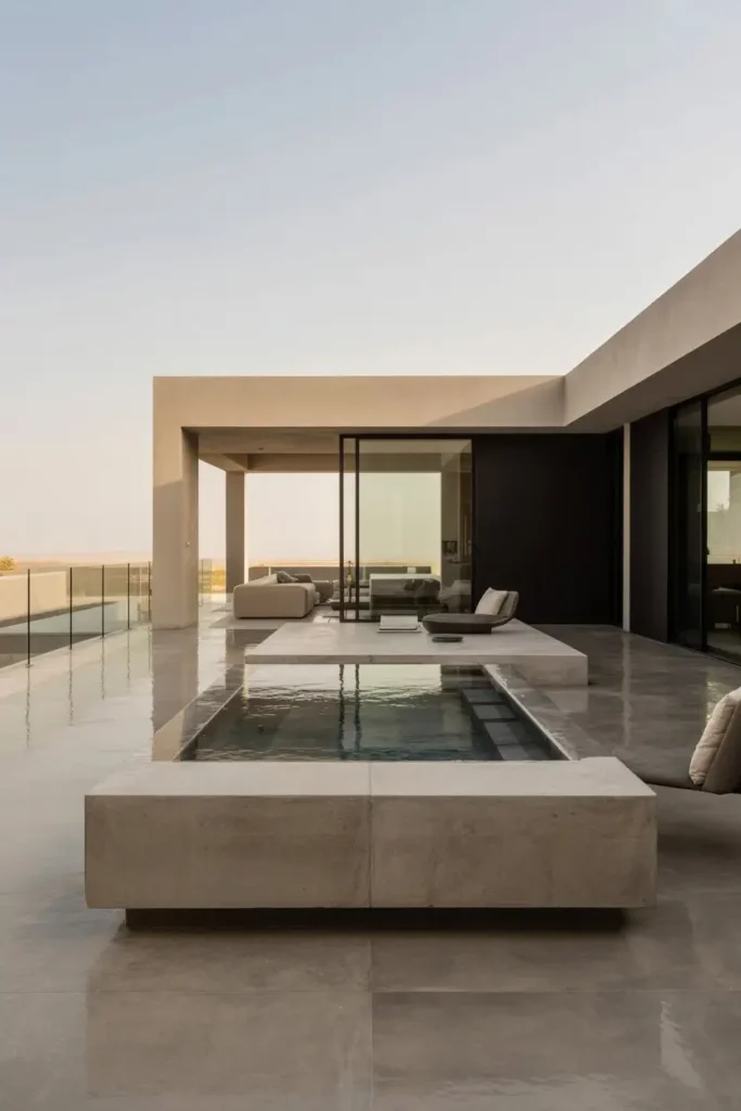 10. Modern Minimalist Hot Tub Patio