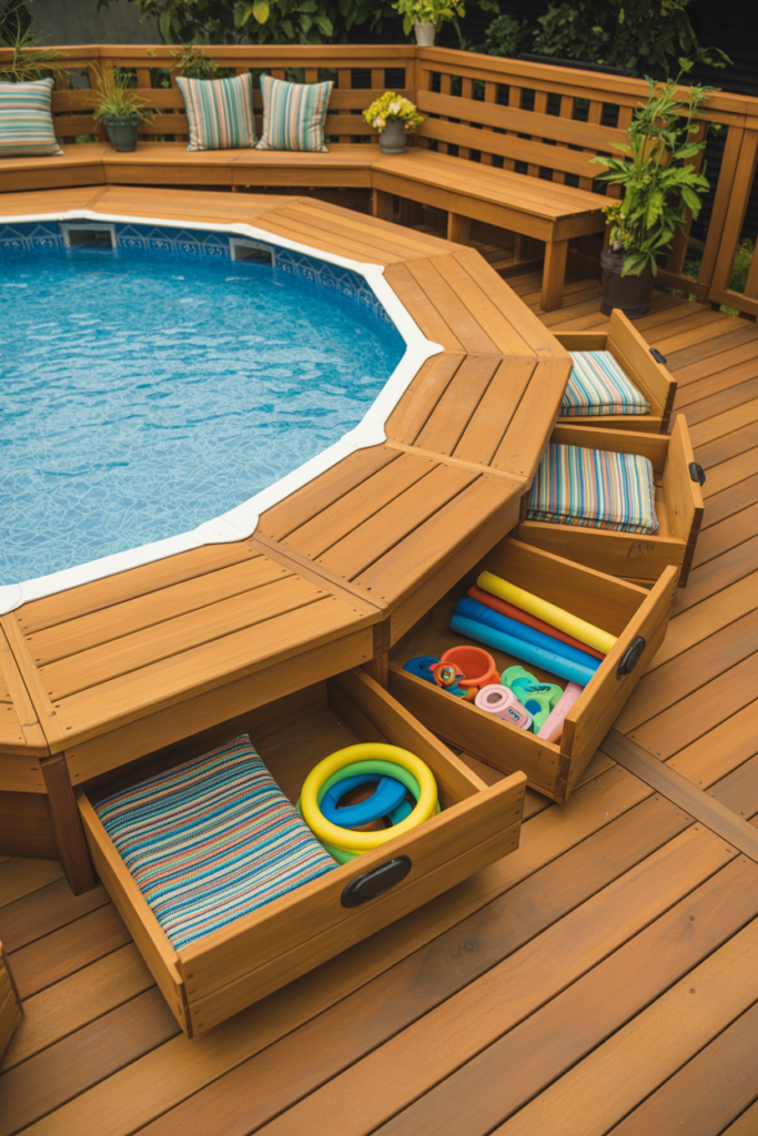 10. Pool Deck with Built-In Benches