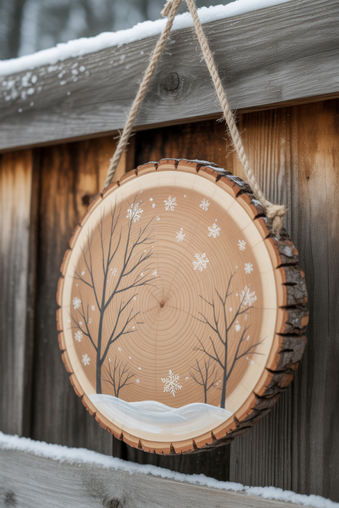 10. Rustic Wood Slice Hanging Signs