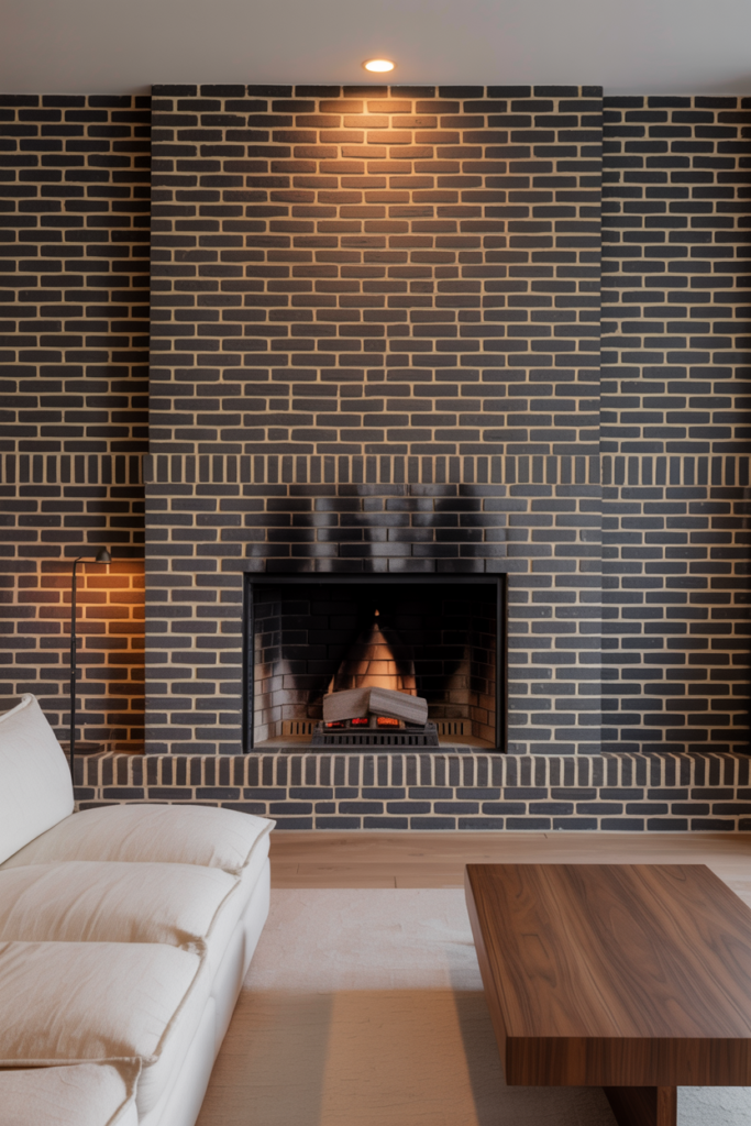 10. Two-Tone Brick Fireplace Style