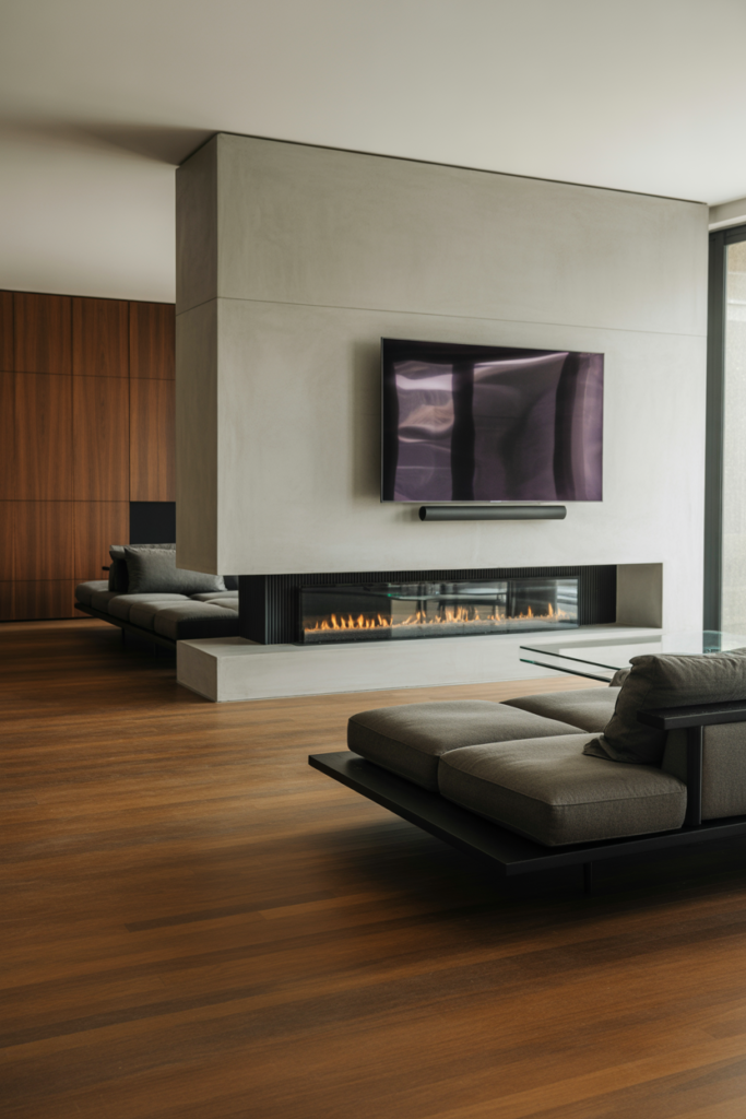 11. Contemporary Linear Fireplace Design