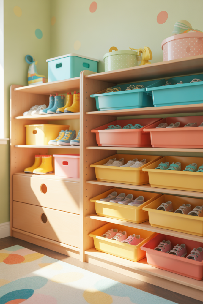 11. Kids’ Shoe Closet for Playful Organization