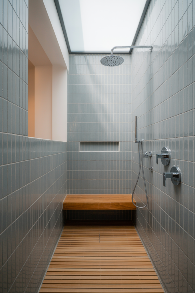 11. Scandinavian-Style Doorless Shower