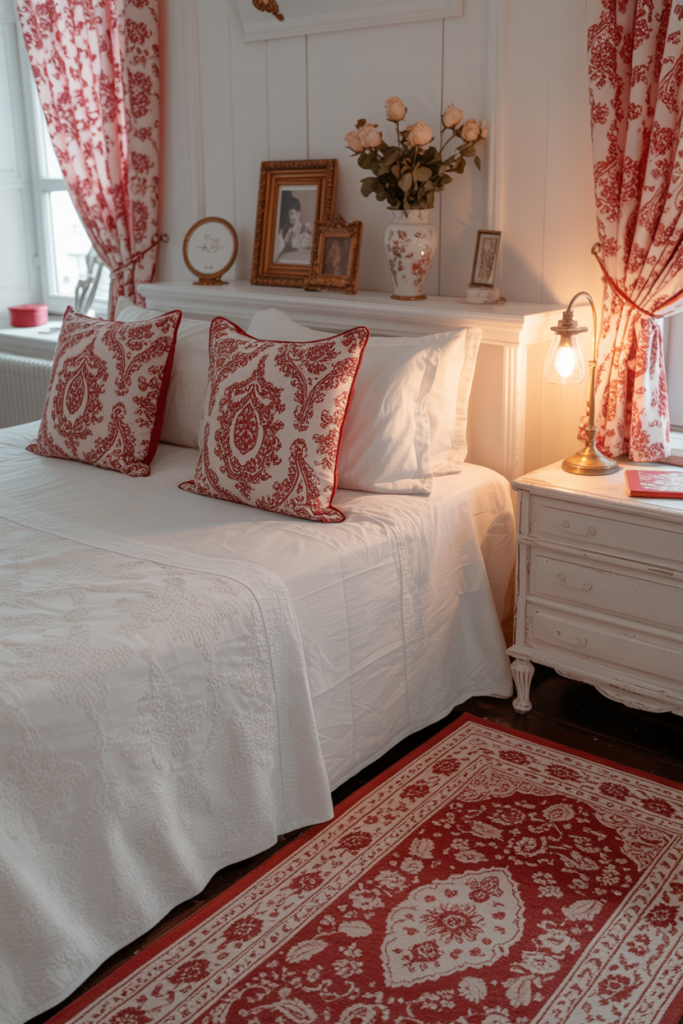 11. Vintage Red Patterns on White Backdrop