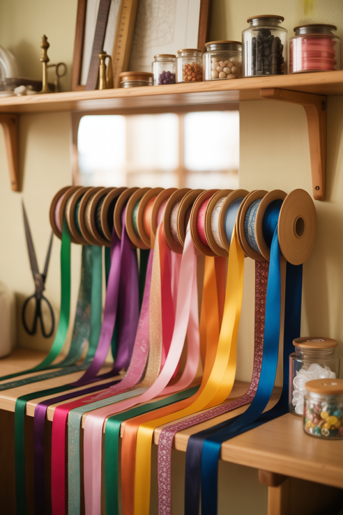 12. A Ribbon Bar That Keeps Spools Straight and Easy to Reach