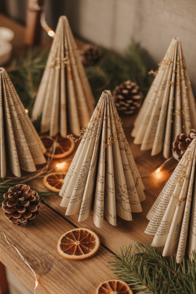 12. Vintage Book Page Trees