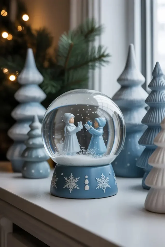 13. Blue Snow Globes and Figurines