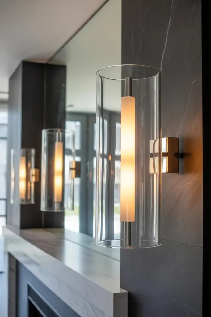 13. Glass Cylinder Sconces for Contemporary Look