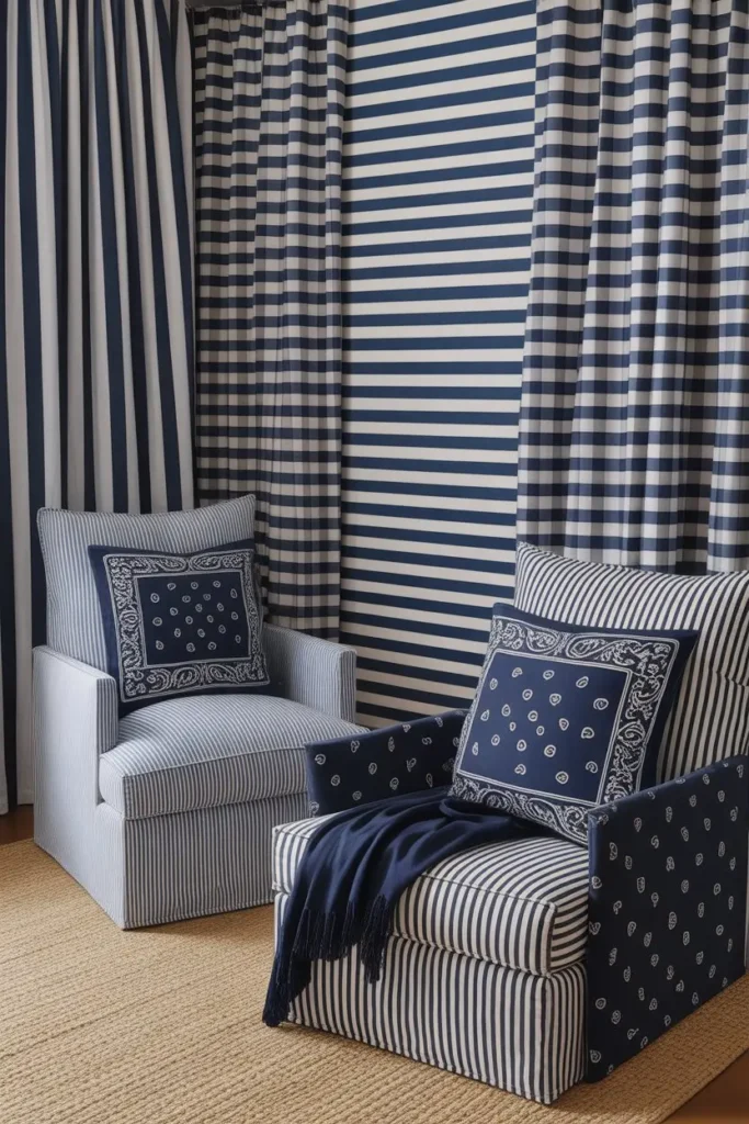 13. Mixing Bandana with Stripes or Checks