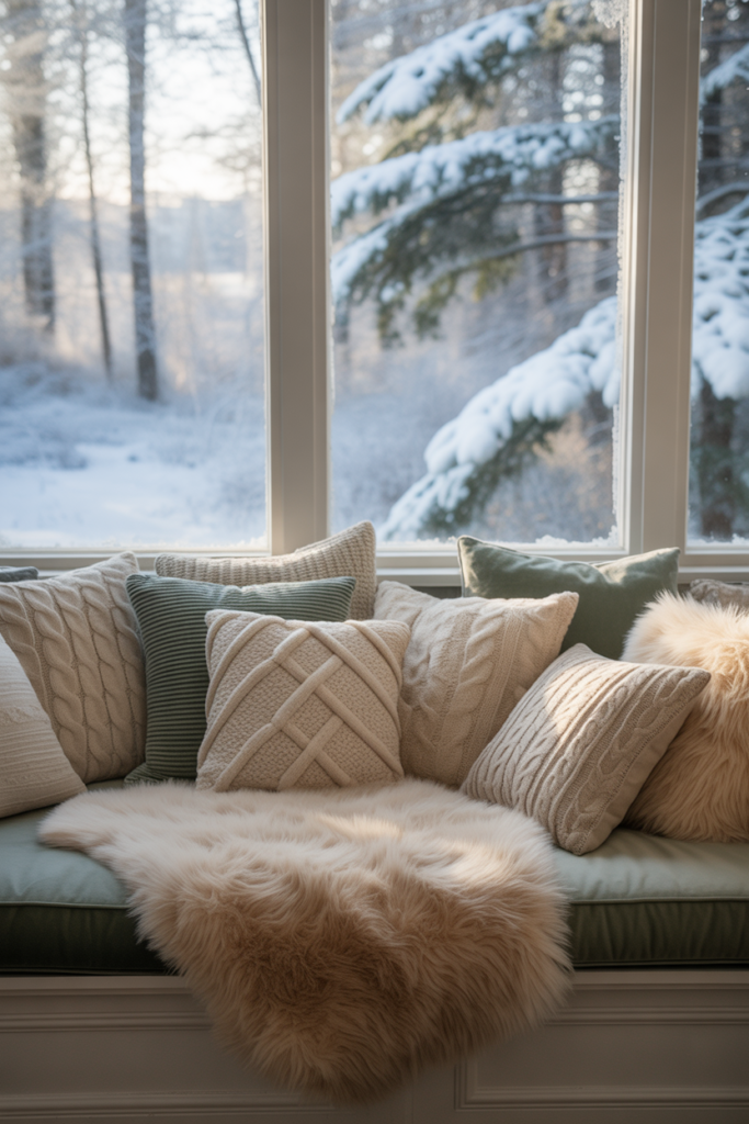 13. Soft Window Seating for a Cozy View