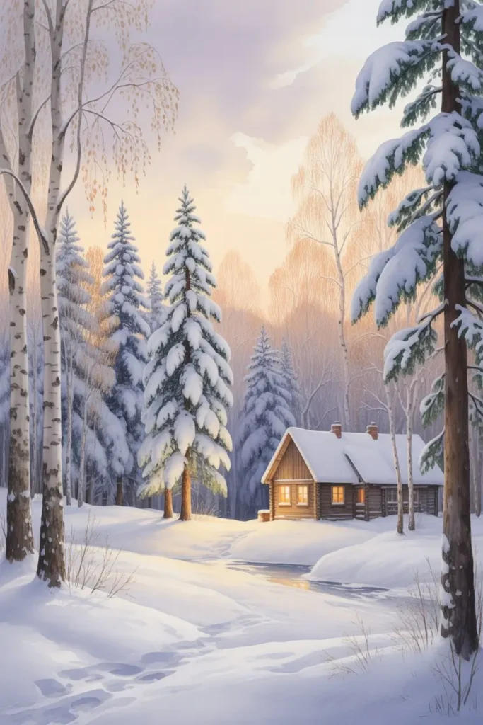 13. Soft Winter Art that Adds Calm Mood