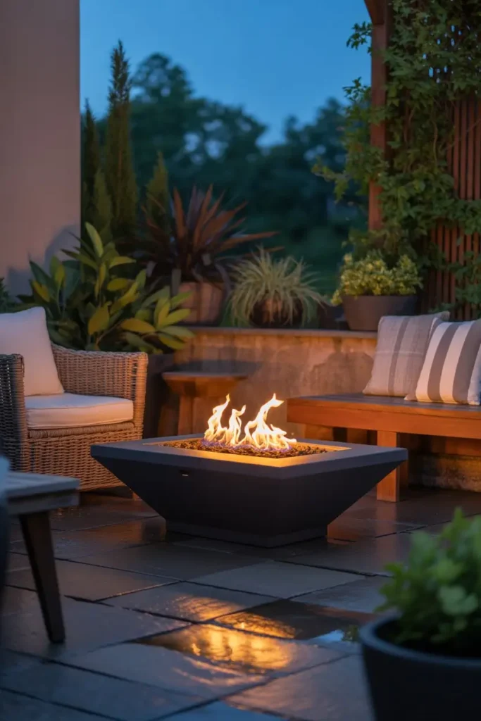 13. Solar-Powered Fire Pit for a Cozy Outdoor Setting
