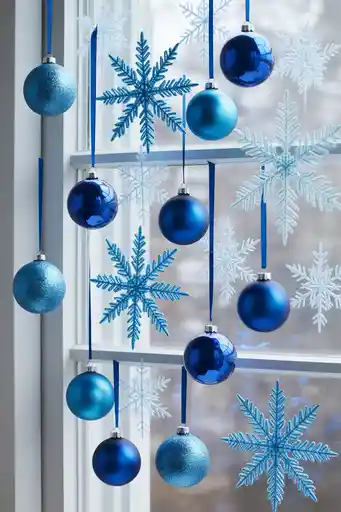 14. Blue Window Decorations