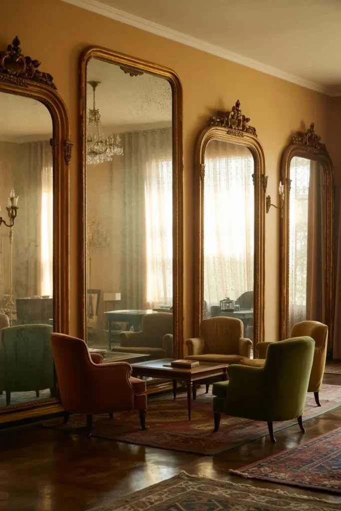 14. Decorating Walls With Antique Mirrors
