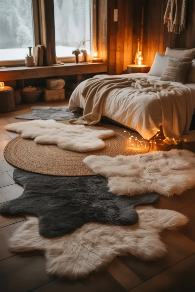 14. Layered Flooring with Carpets and Rugs