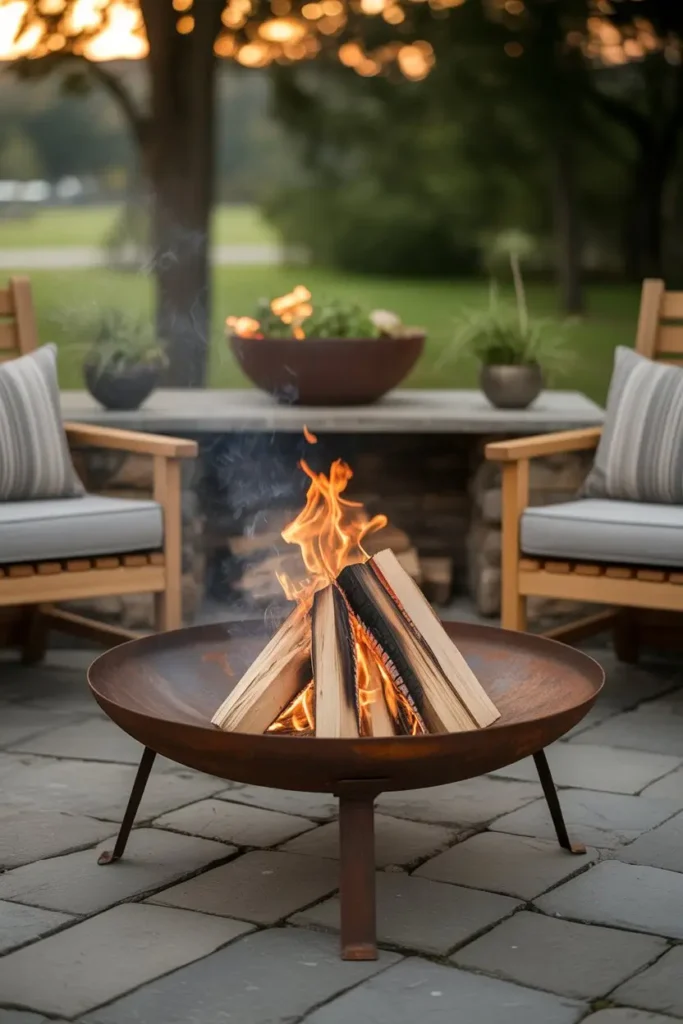 14. Rustic Wood-Fired Fire Pits