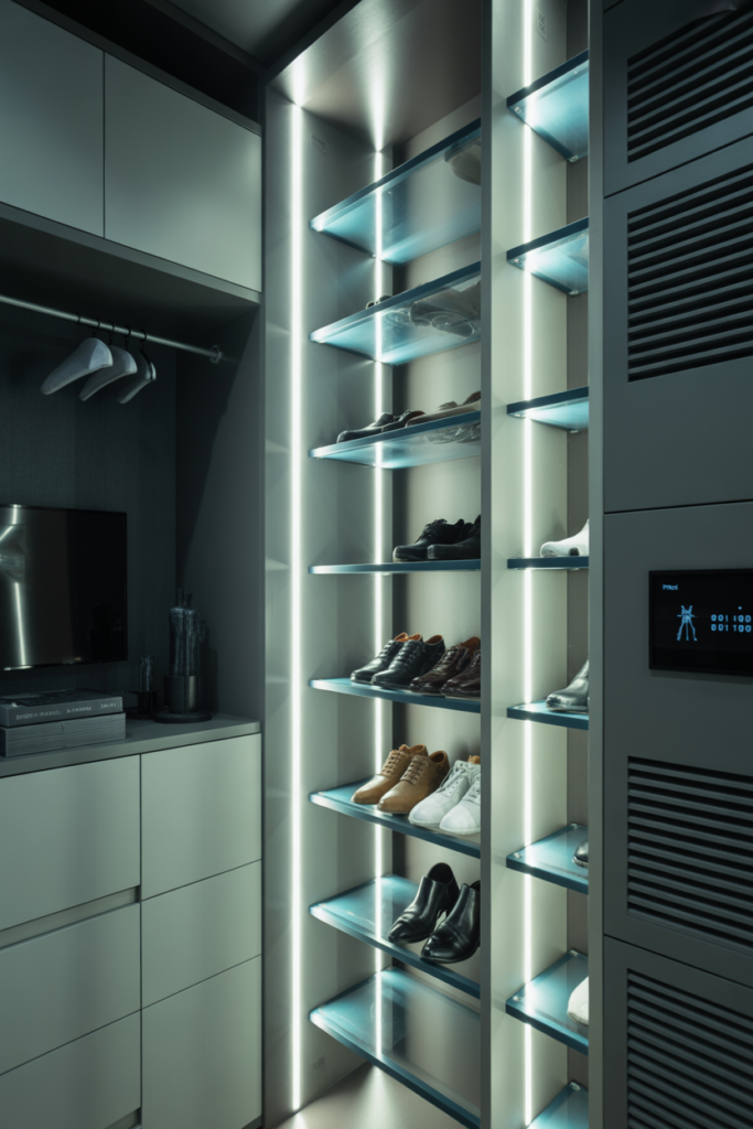 14. Smart Shoe Closet with Sensor Lights
